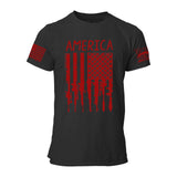 American Downward Red Flag Mens Tee