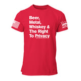 Beer, Metal, Whiskey & Right to Privacy Mens Tee